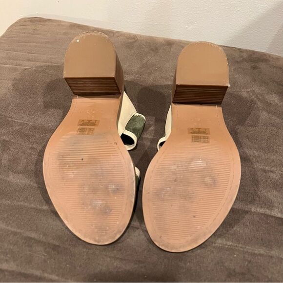 Kelsi Dagger Size 7.5 Canvas Block Stacked Heel Sandal Olive Green Slide
